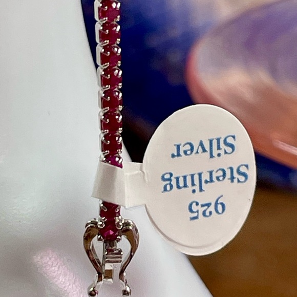 1.5CT RUBY Silver Tennis Bracelet. 7 1/2" - Picture 5 of 9